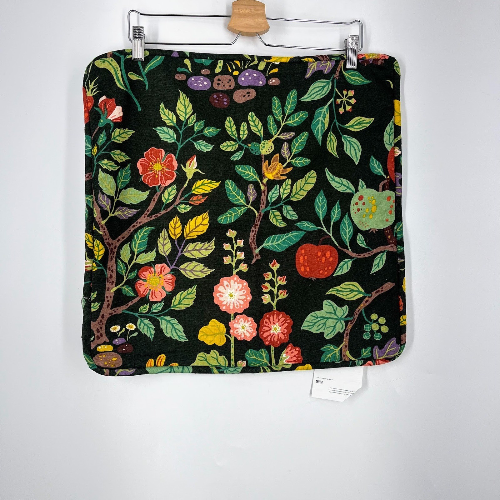 IKEA VILDPERSILJA Cushion Cover Black Multicolor Botanical Floral Print 20×20