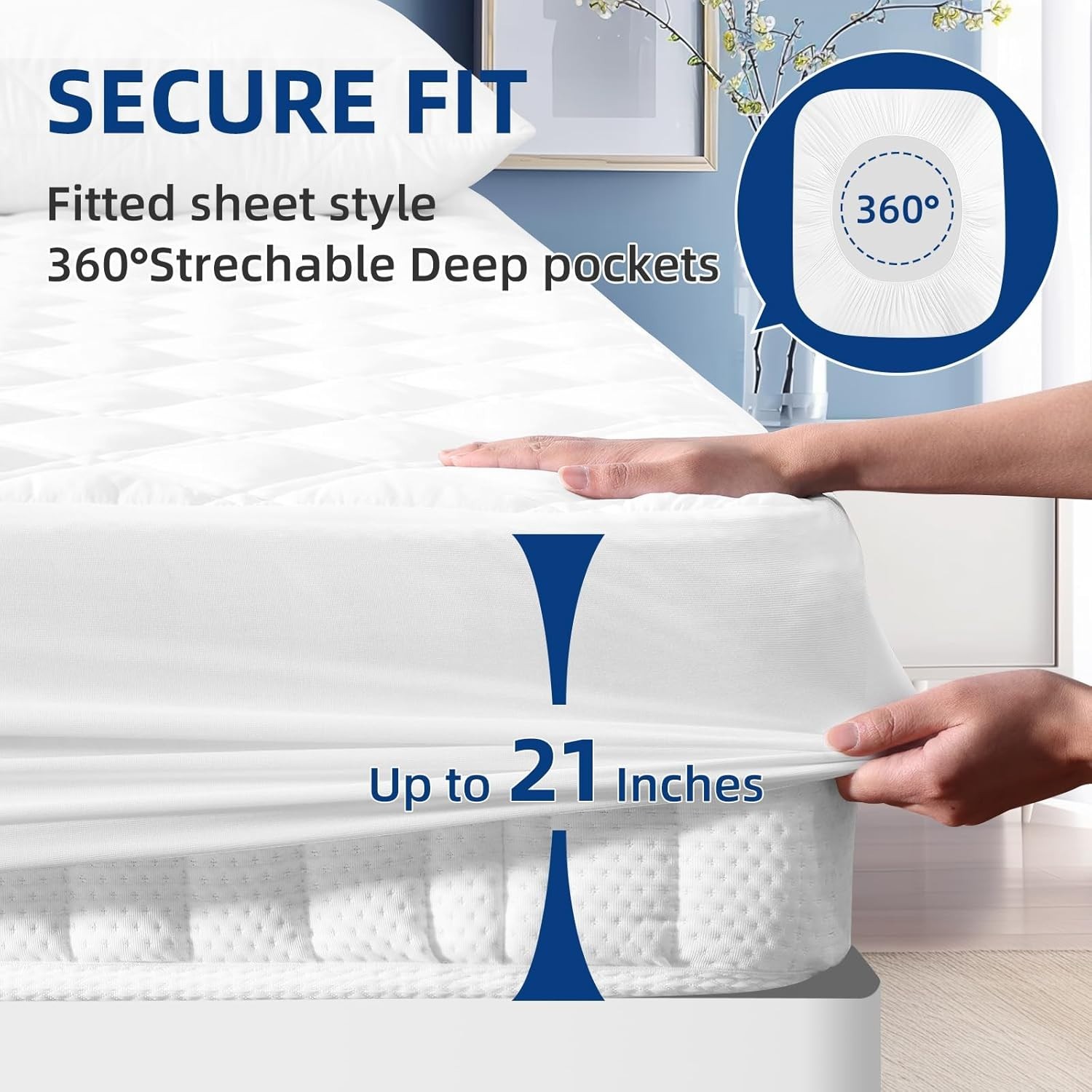 Diamond Quilted King Mattress Cover – Breathable, Waterproof & Comfortable