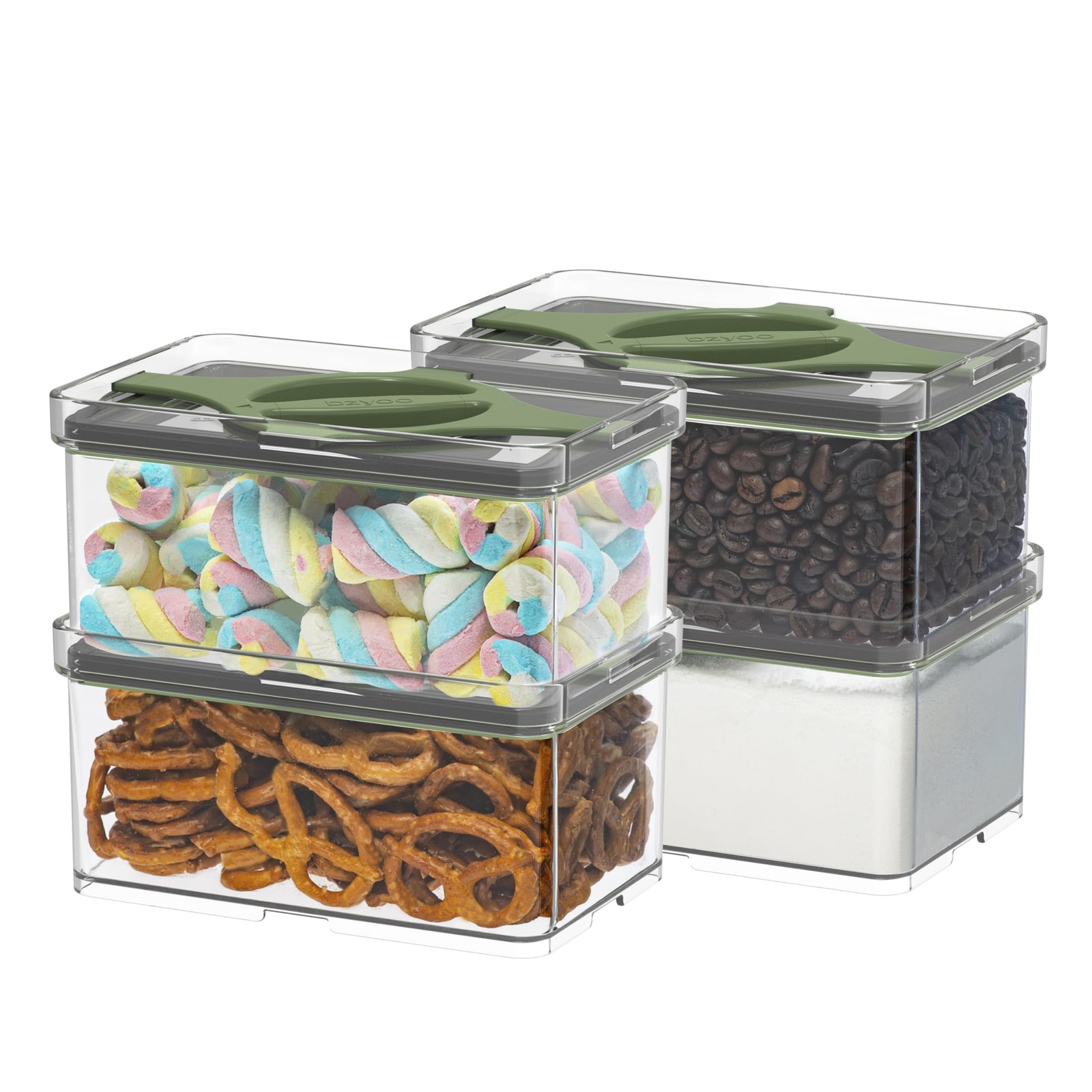 Prestoor 4Pack Small Pantry Containers, 0.8 QT/0.76 L Clear SAN Food Storage …