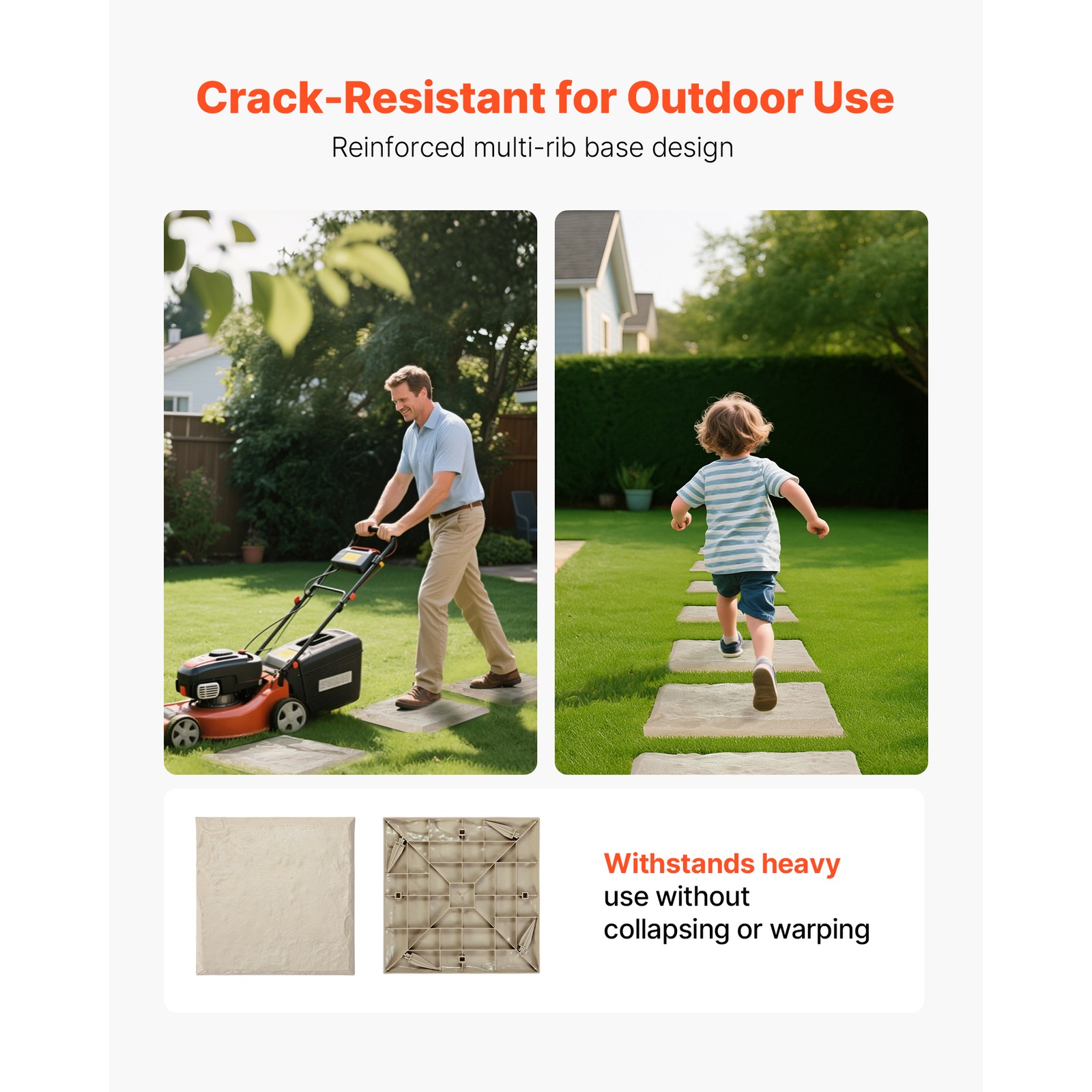Decorative Stepping Stones with Stakes 4Pcs 15.5×15.5 in Walkway Pavers Beige