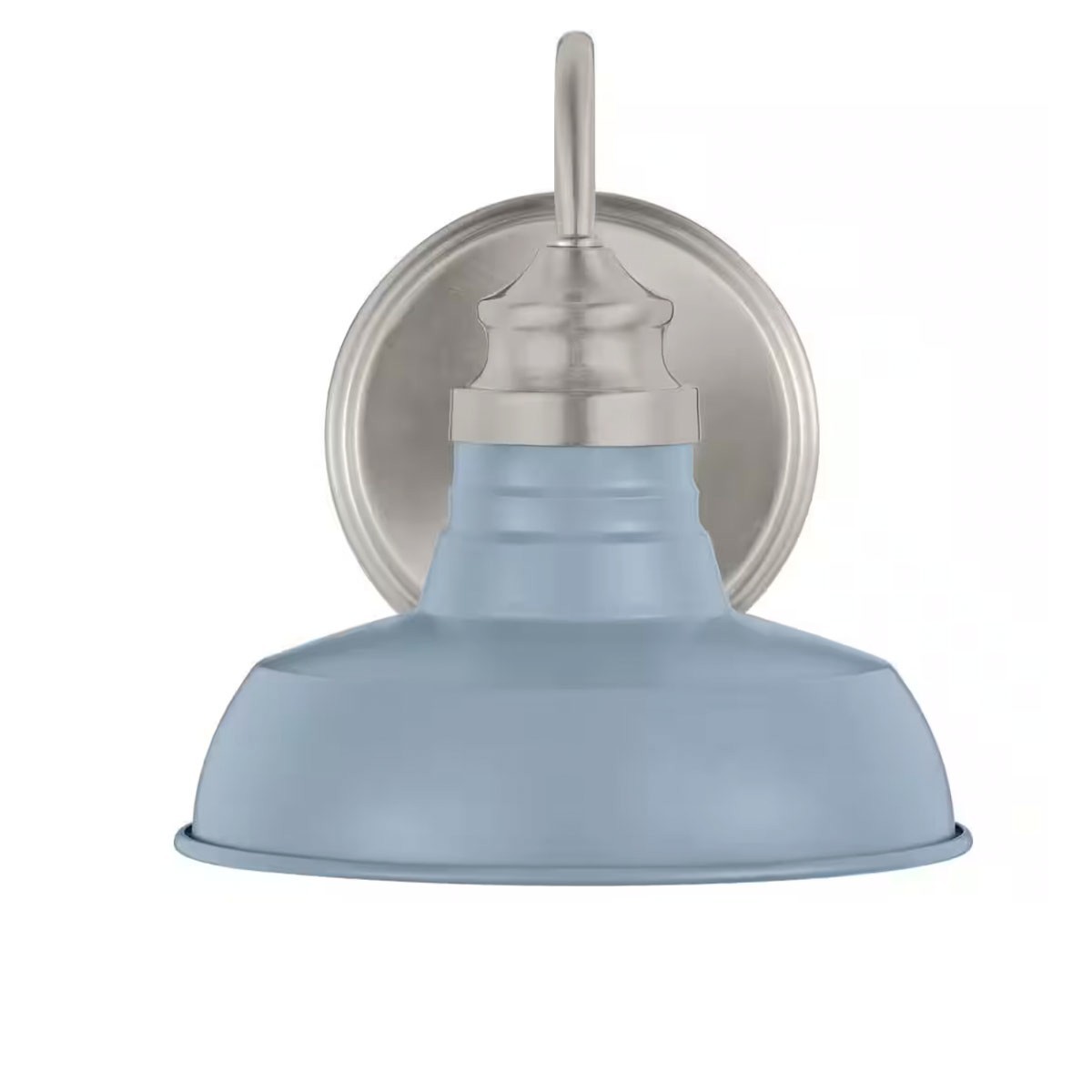 Vintage Farmhouse Wall Sconce Brushed Nickel Blue Shade Mount Up or Down E26