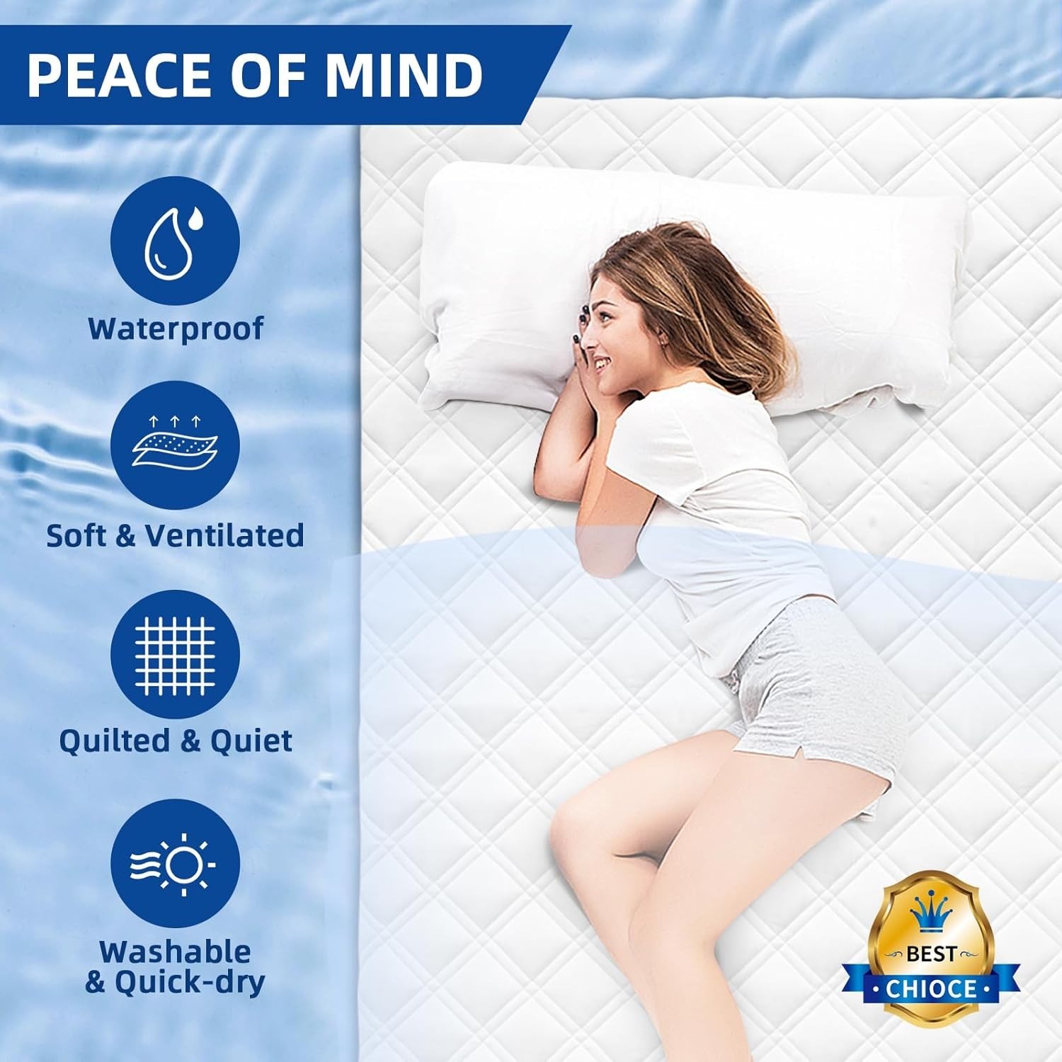 Diamond Quilted King Mattress Cover – Breathable, Waterproof & Comfortable