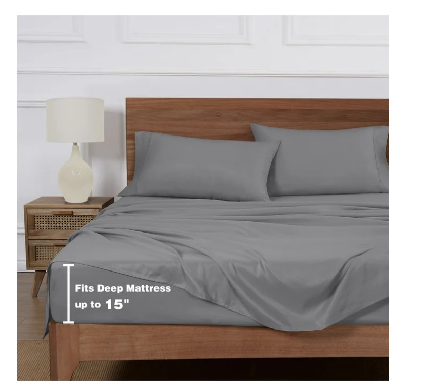 Mainstays Super Soft Brushed Microfiber Bed Sheet Set,Soothing Gray,Twin-XL, 3.