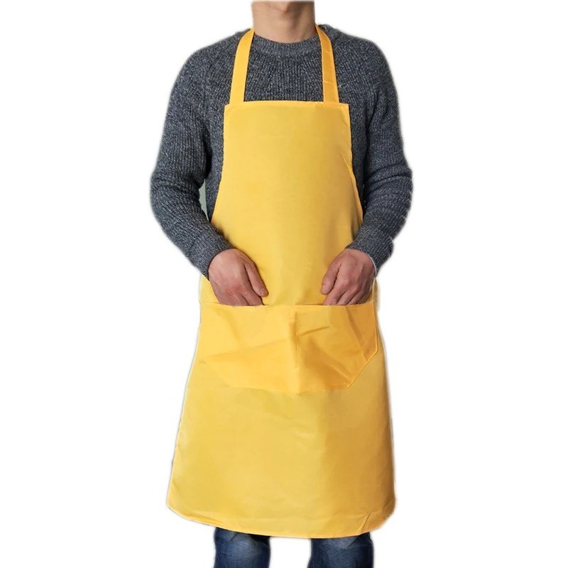 Brown Kitchen Chef Apron with 2 Pockets, Waterproof Butcher Catering Restaurant
