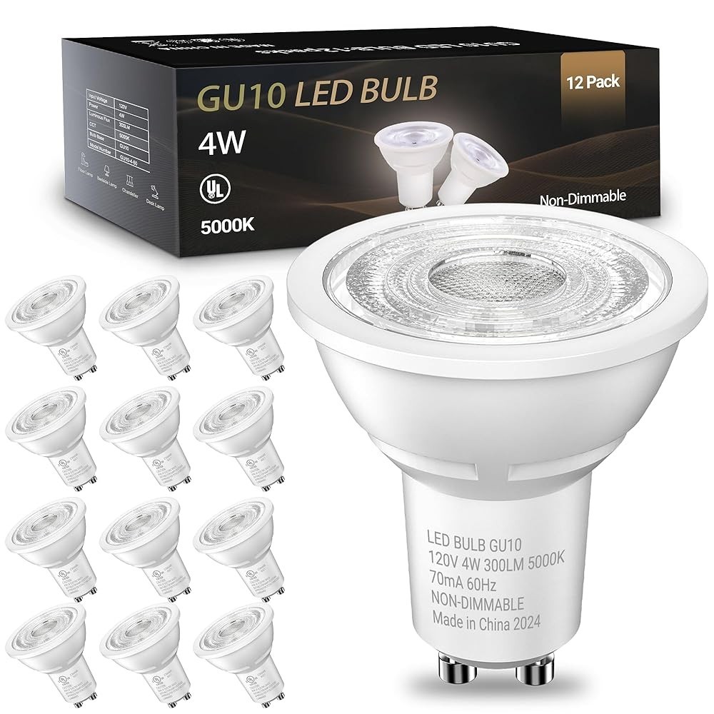 6/12/24PACK GU10 LED Light Bulbs, 5000K Daylight, 4W Equivalen35W, 300LM, 120V