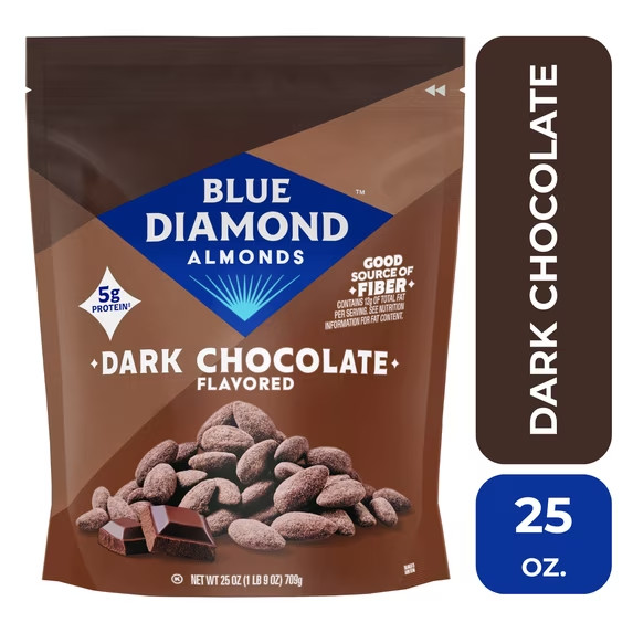 Blue Diamond Almonds Oven Roasted Dark Chocolate Flavored Almonds, 25 oz New