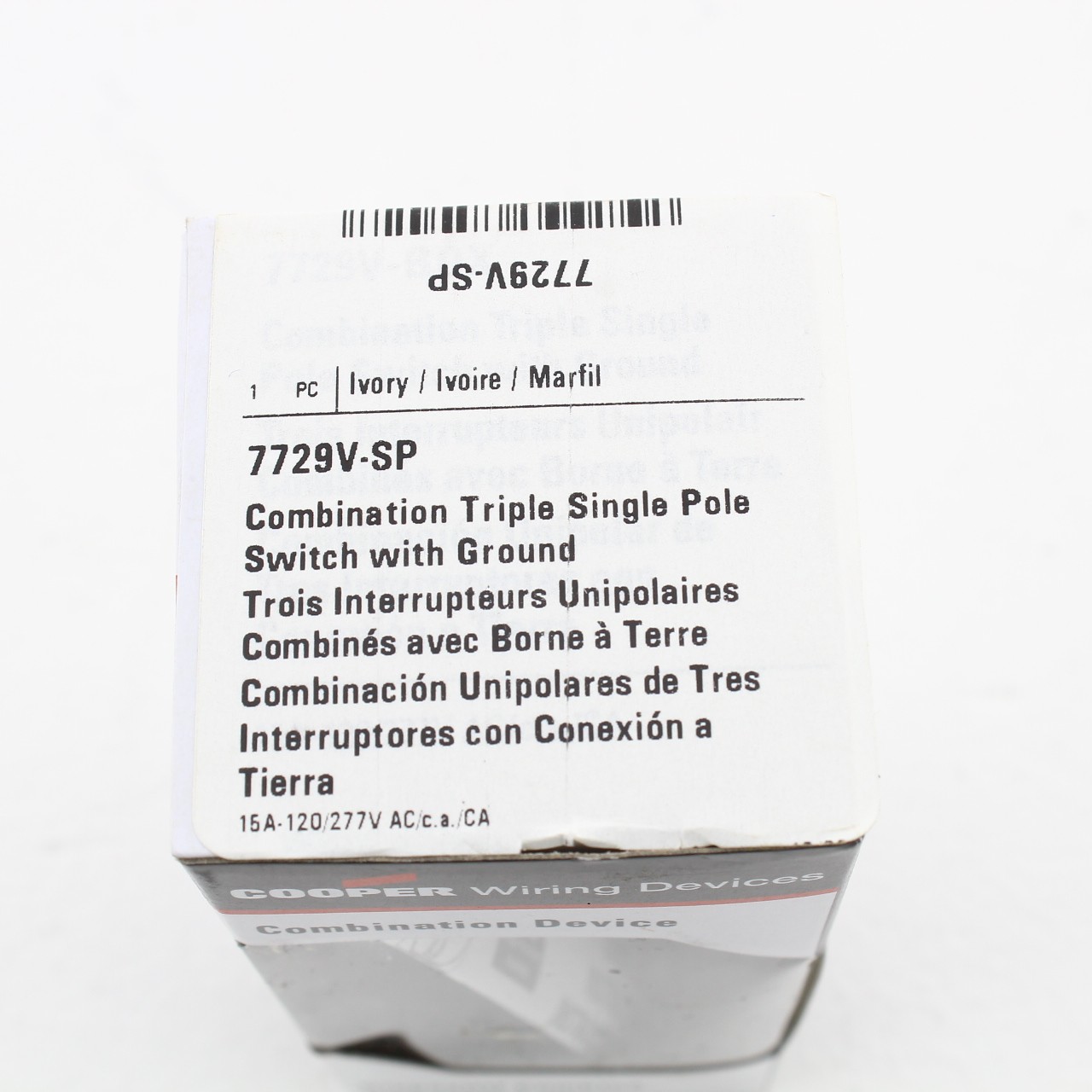 Eaton Ivory Combination 1-Pole Decorator Triple Rocker Light Switch 15A 7729V