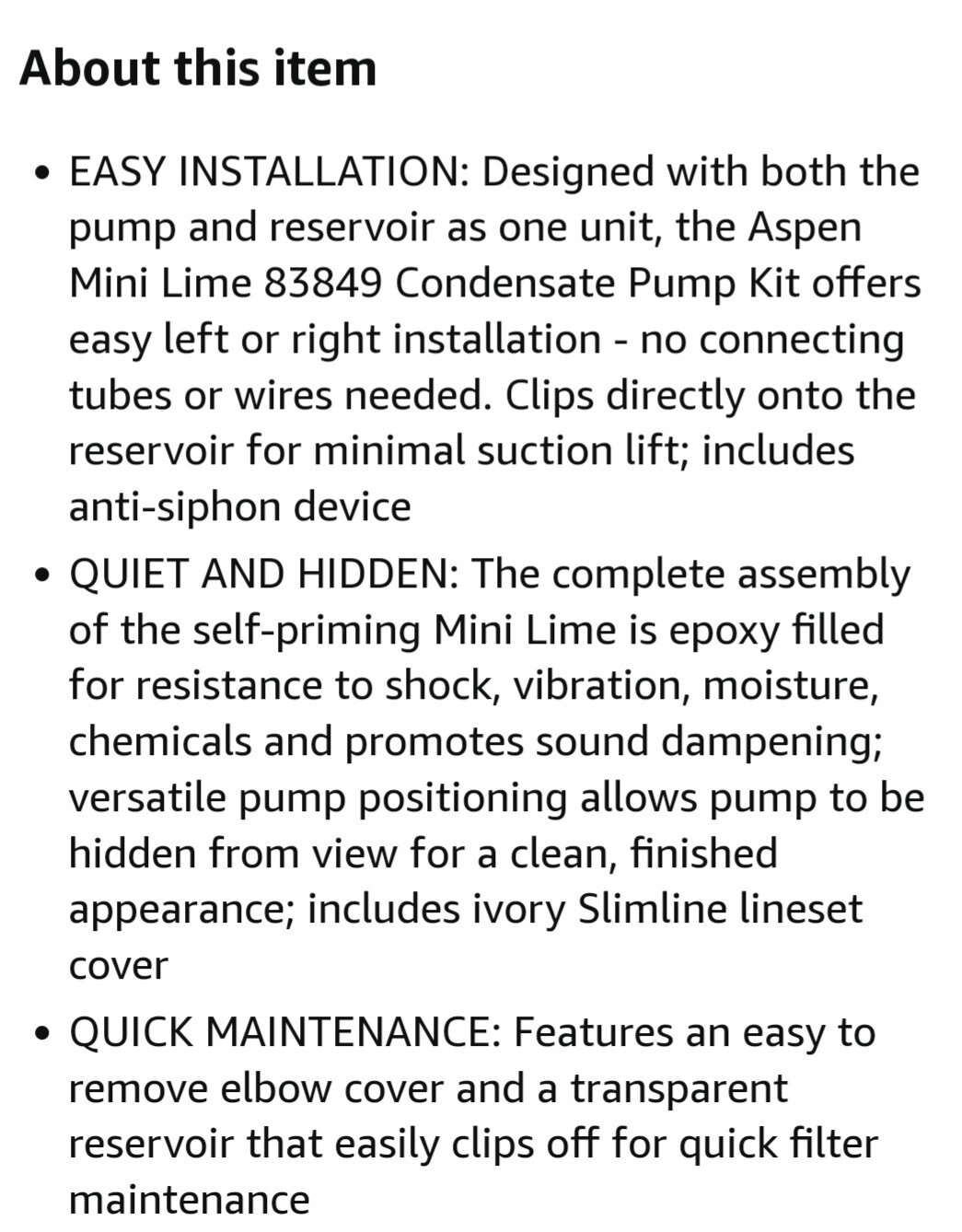 MINI LIME CONDENSATE REMOVAL PUMP WITH SLIMLINE COVER ( LEFT OR RIGHT INSTALL )