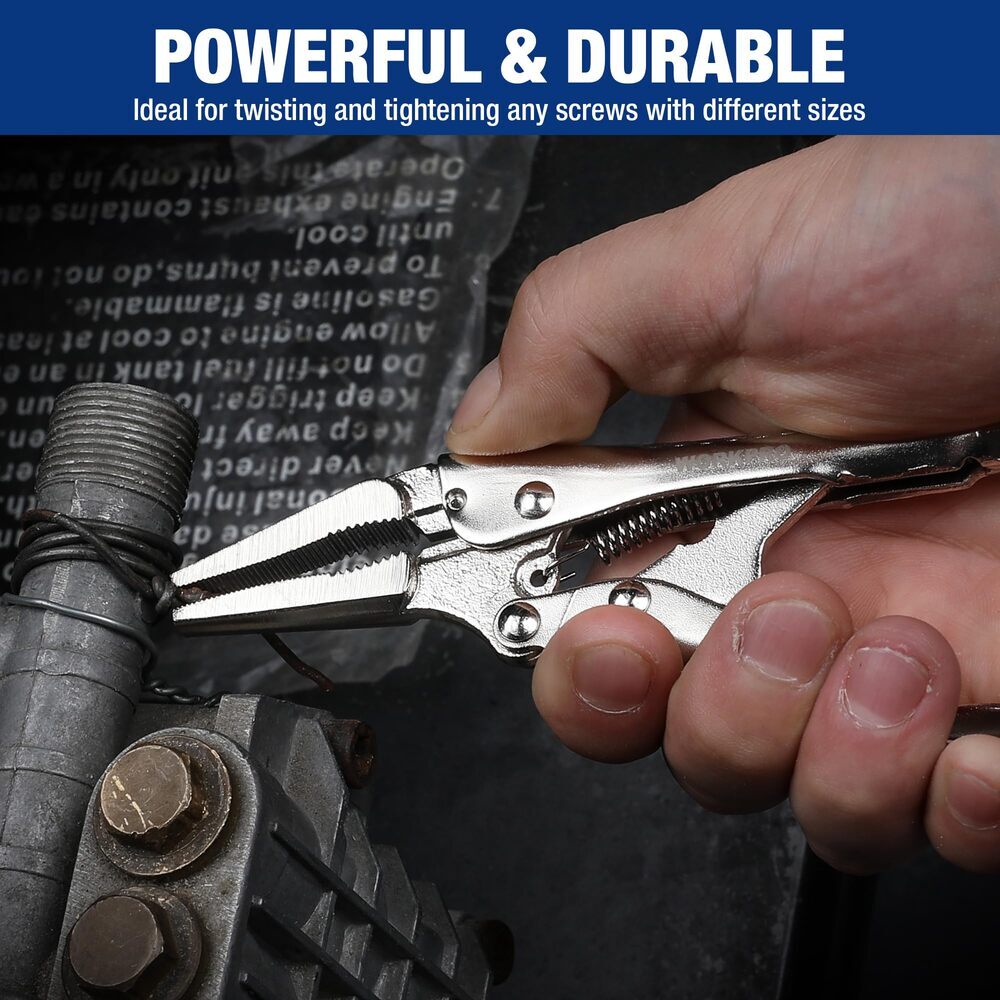 WORKPRO 4-1/2 inch Long Nose Pliers Chromium-Vanadium Steel Locking Pliers USA