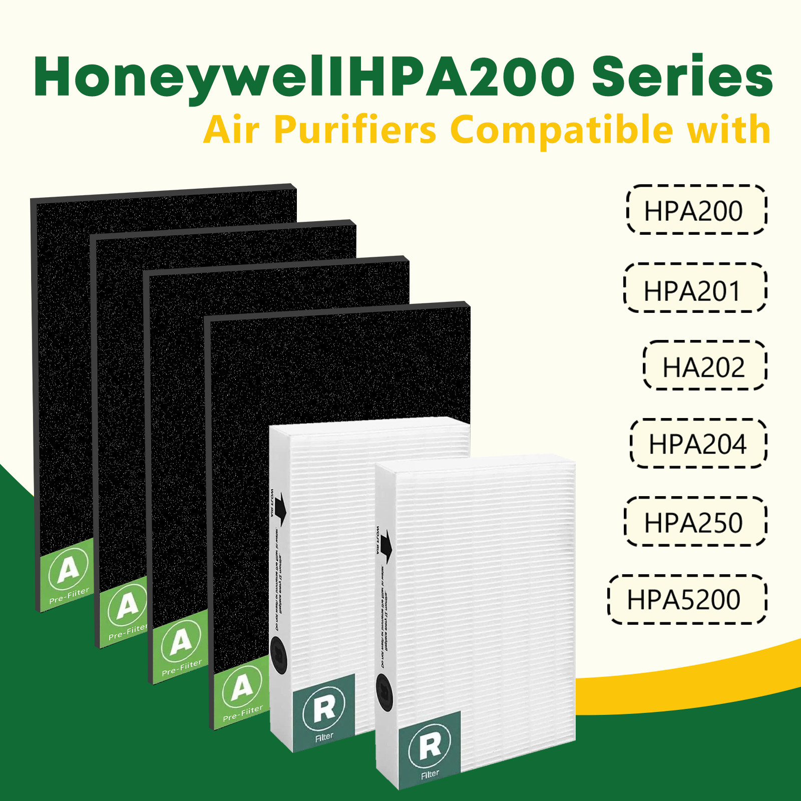 2+4 HPA200 HEPA Filter Replacement with Honeywell HPA520, HA202, HPA204, HPA250