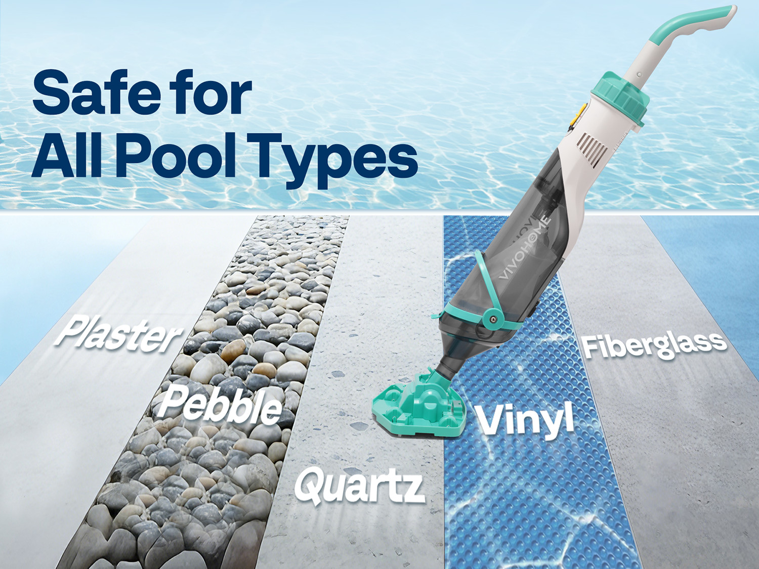 Cordless Pool Vacuum with Telescopic & Extension Poles 9.12ft, 18.5 GPM Suction