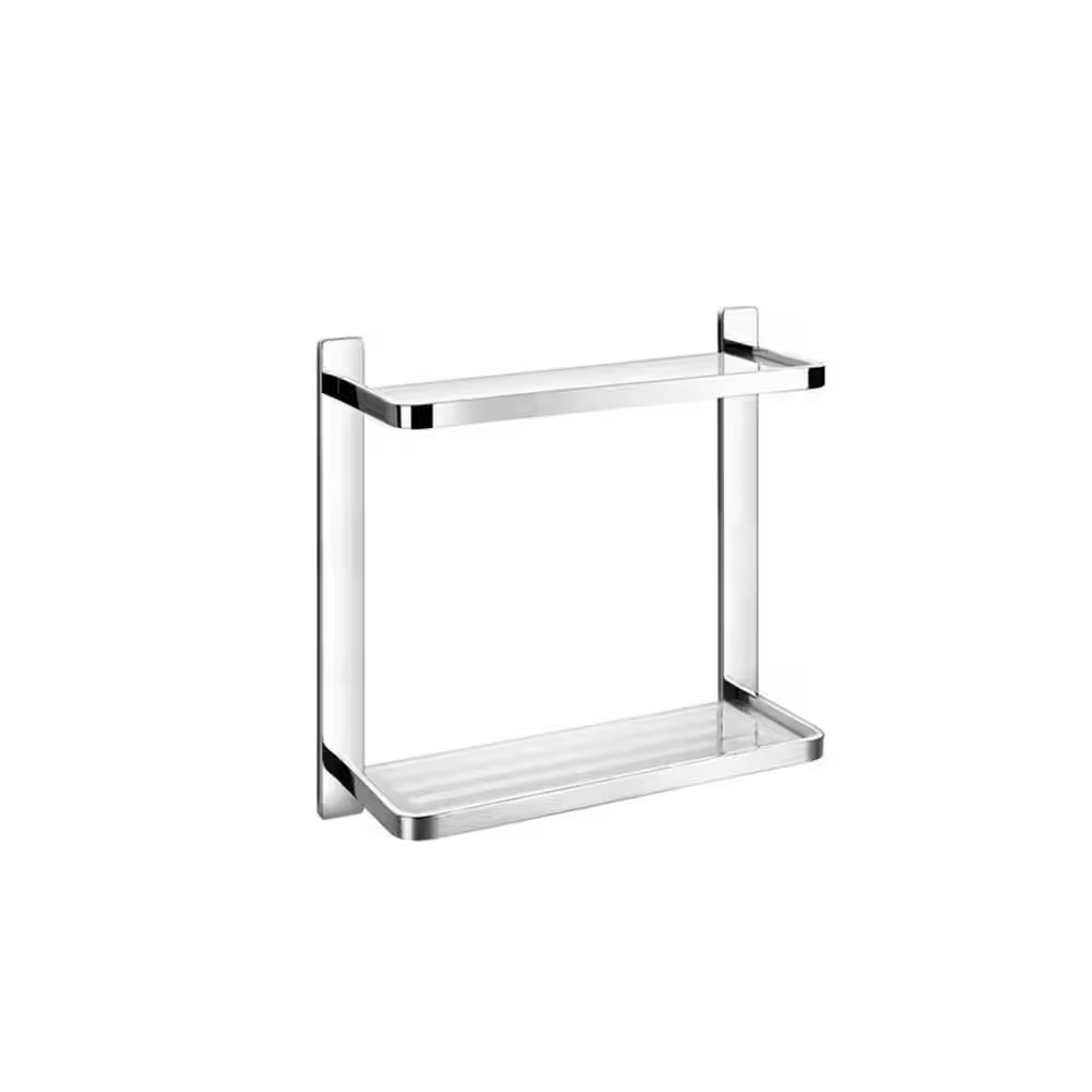 12.72 In. W X 4.72 In. D X 11.3 In. H Double Glass Wall Mount Bathroom Shelf in