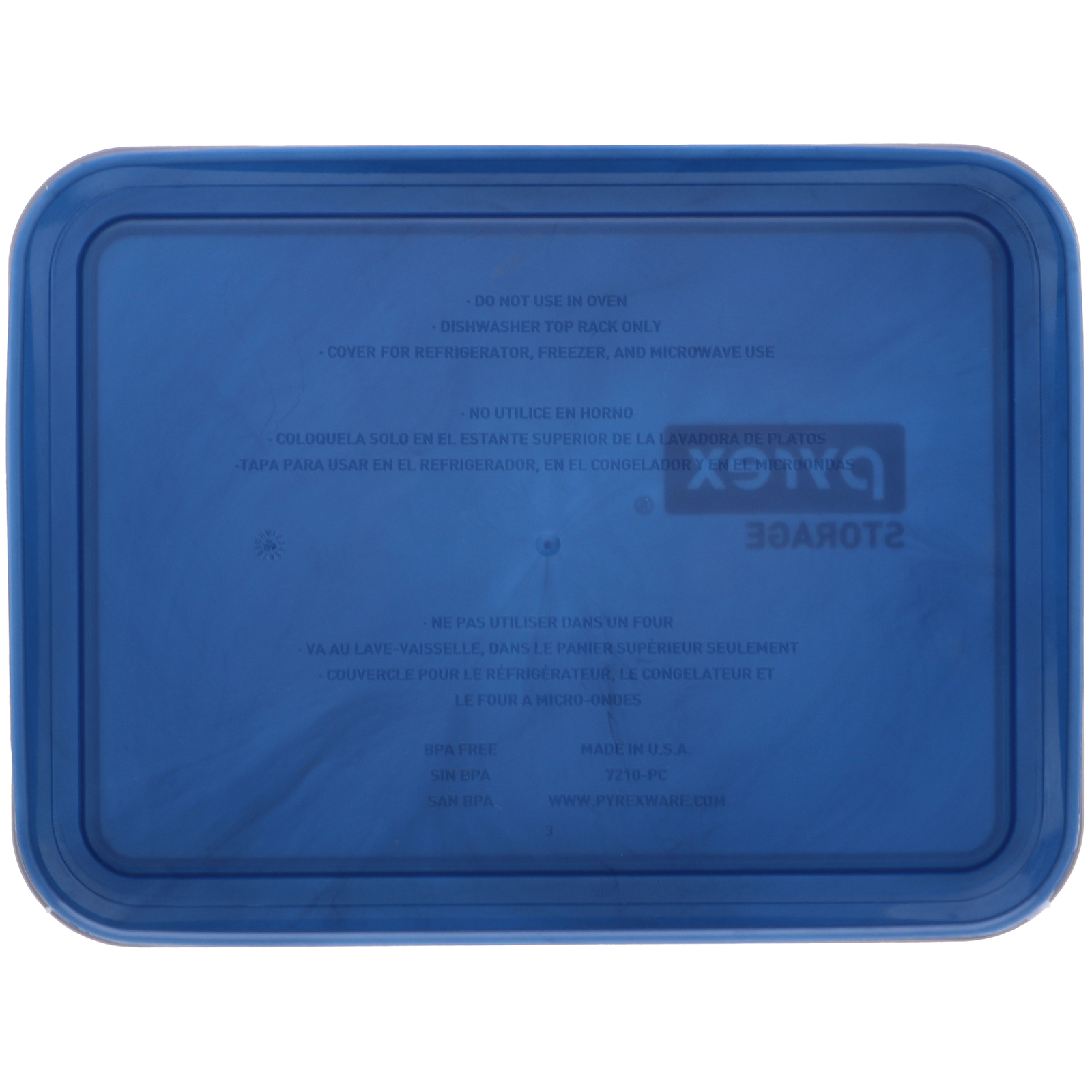 Pyrex 7210-PC-TR 3-Cup Translucent Marbled Blue Food Storage Lids (2 Pack)