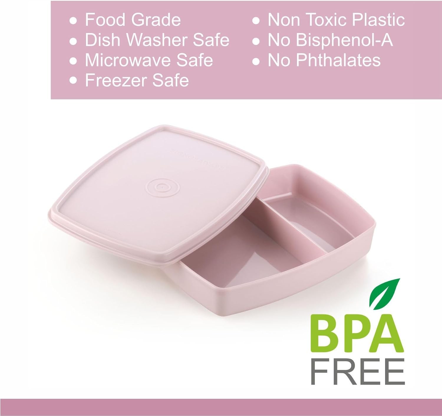 Kids Bento Lunch Box 3 Pack 2-Compartment BPA-Free Leakproof Snack Containers