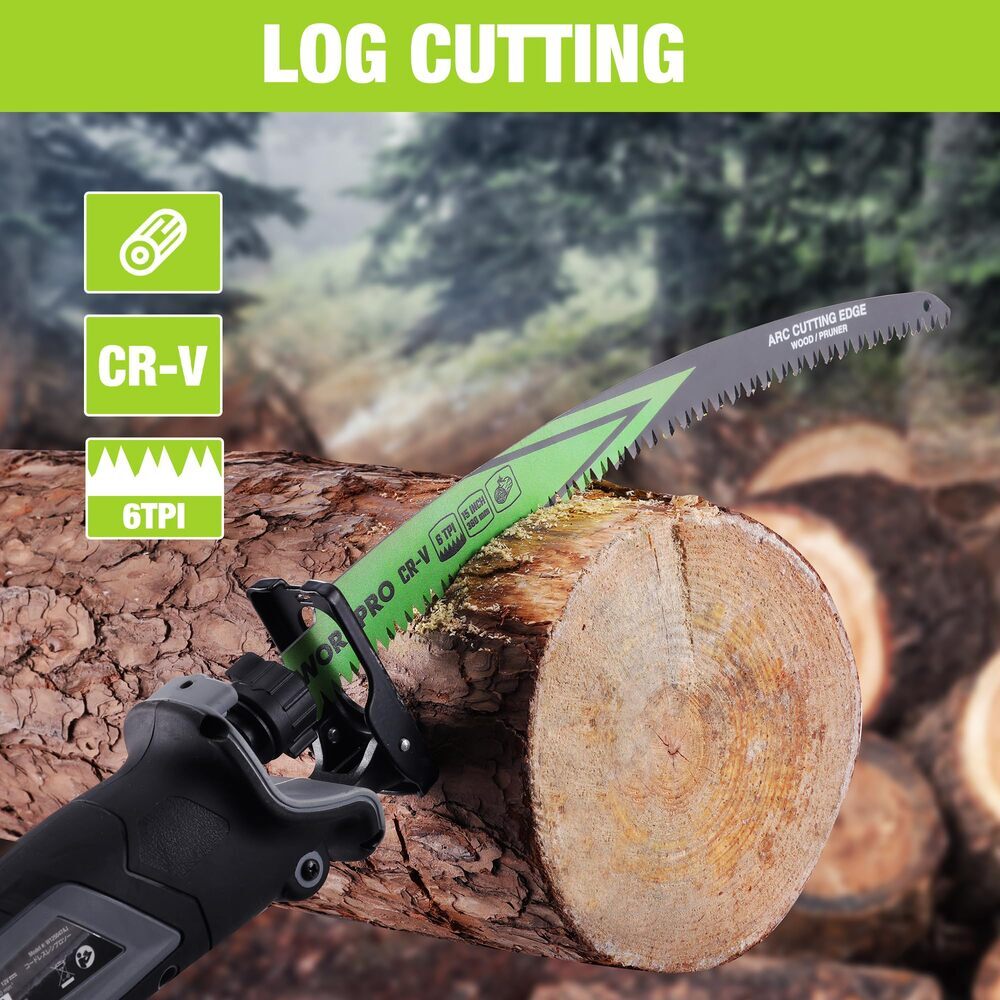 WORKPRO 5PCS 15″ Wood Pruning Reciprocating Saw Blades Set Arc Cutting Edge 6TPI