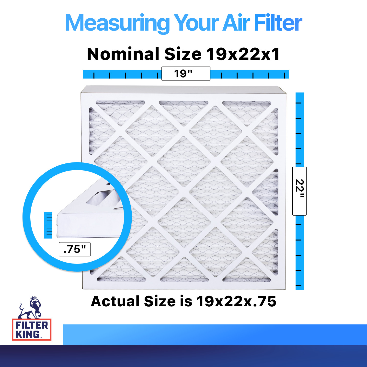 Filter King 19x22x1 Air Filter 6-PACK MERV 8 Actual Size 19 x 22 x .75″