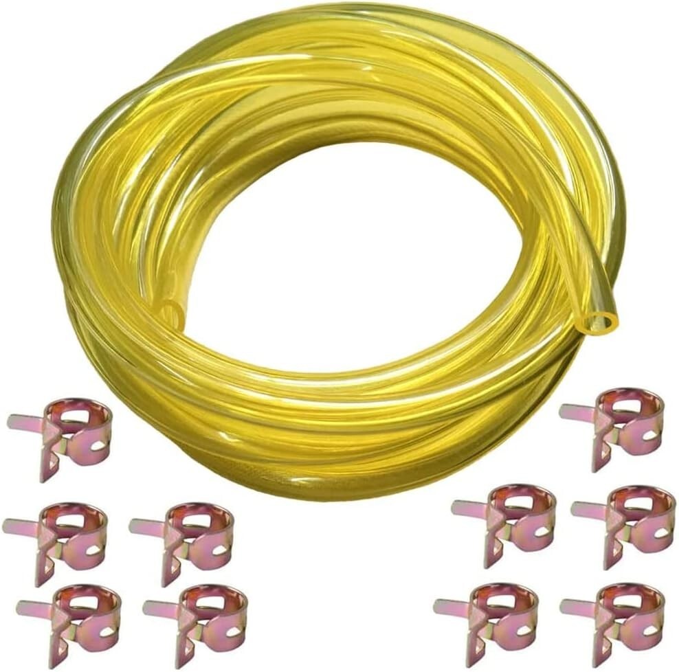 10 Feet Long Fuel Line Fuel Hose Fuel Tube 1/4″ ID x 3/8″ OD 6x10mm with Clamps