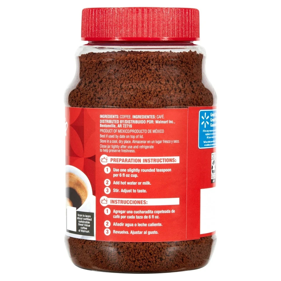 (PACK OF 2) Great Value Classic Medium Roast Instant Coffee, 12 oz