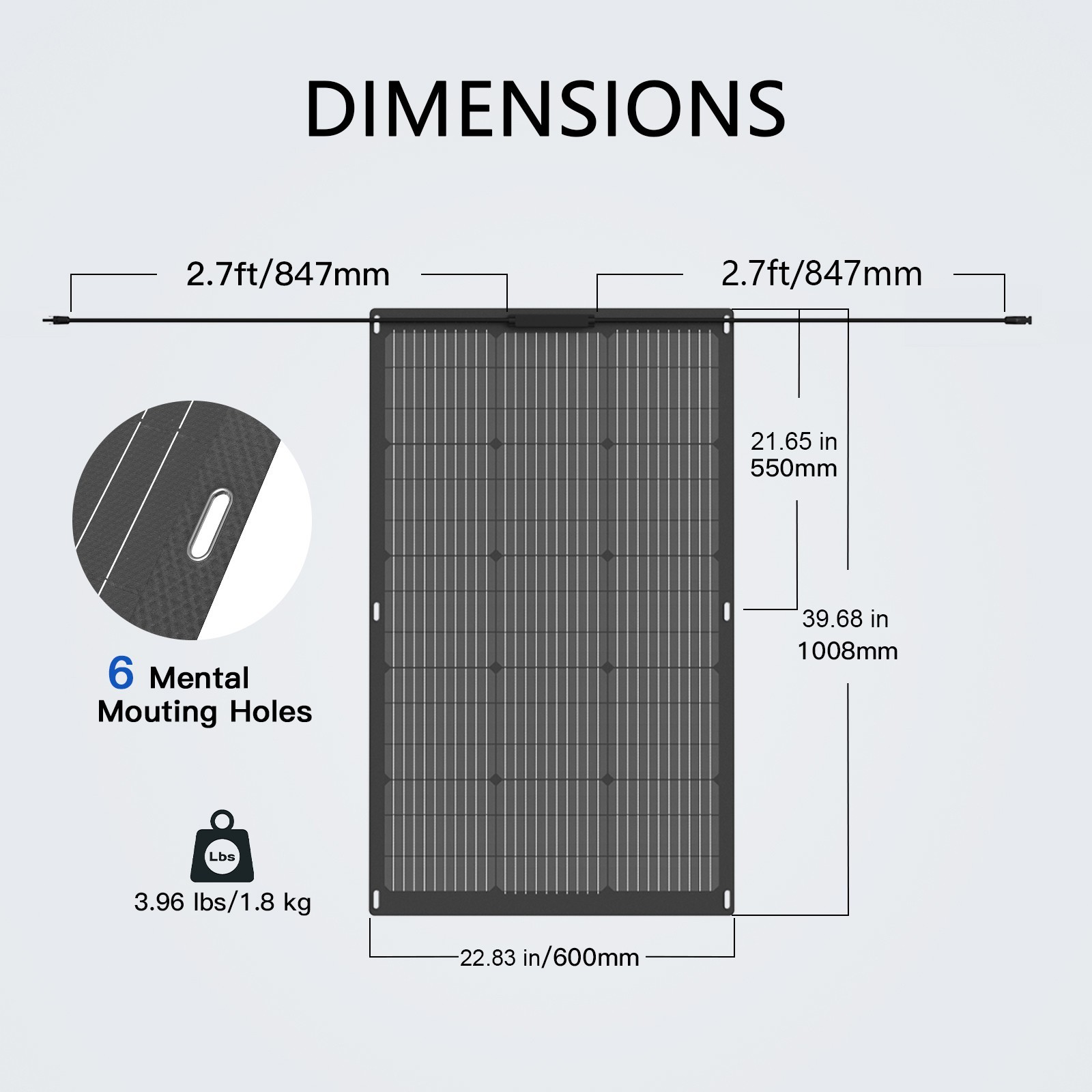 100W Flexible Solar Panel Dual Fiberglass Lightweight for Camper Van Off Grid