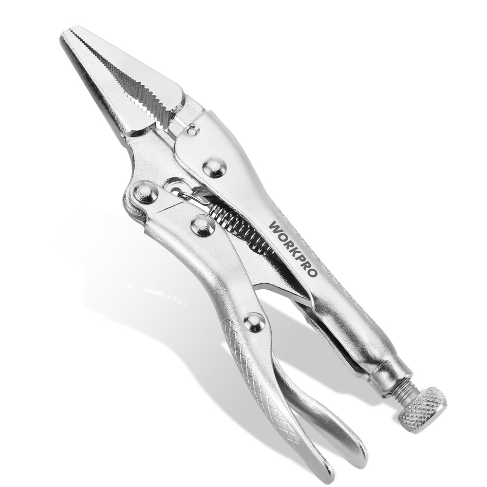 WORKPRO 4-1/2″ Long Nose Locking Plier Chromium-Vanadium Steel Locking Plier NEW