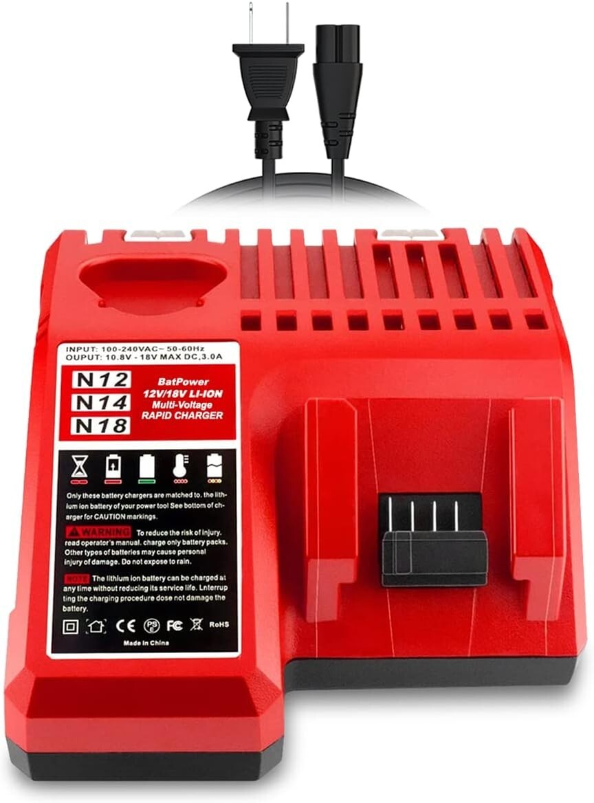 BatPower 18V 12V M-18 M-12 Charger Compatible with Milwaukee 48-59-1808 Charger