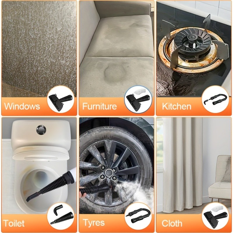1200W Handheld Pressurized Steam Cleaner for Automotive and Household Surfaces