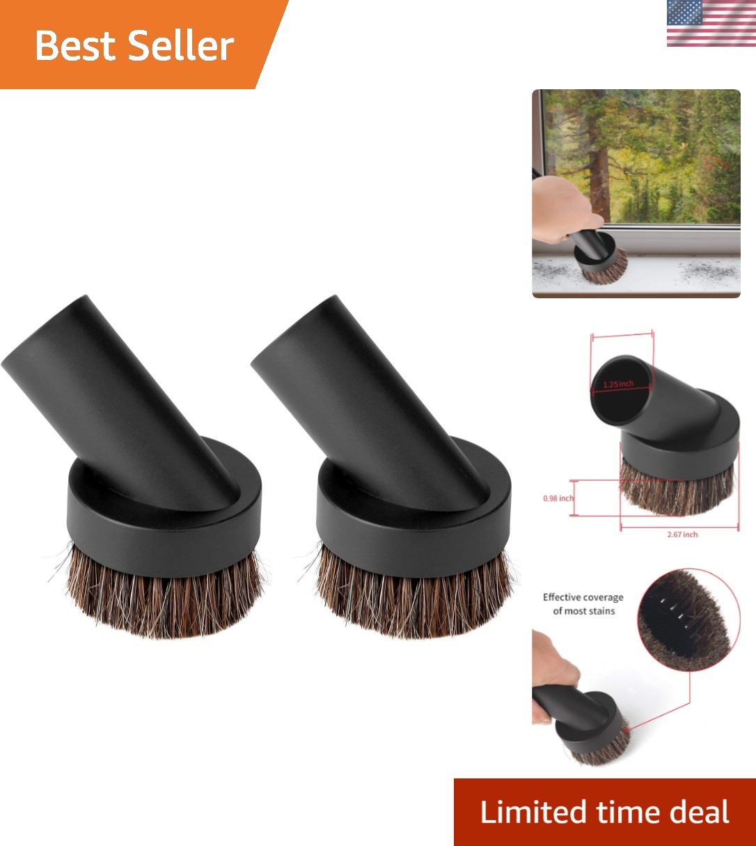 2Pcs Soft Bristle Vacuum Brush Round Brush Vacuum Attachment Universal Vacuum…