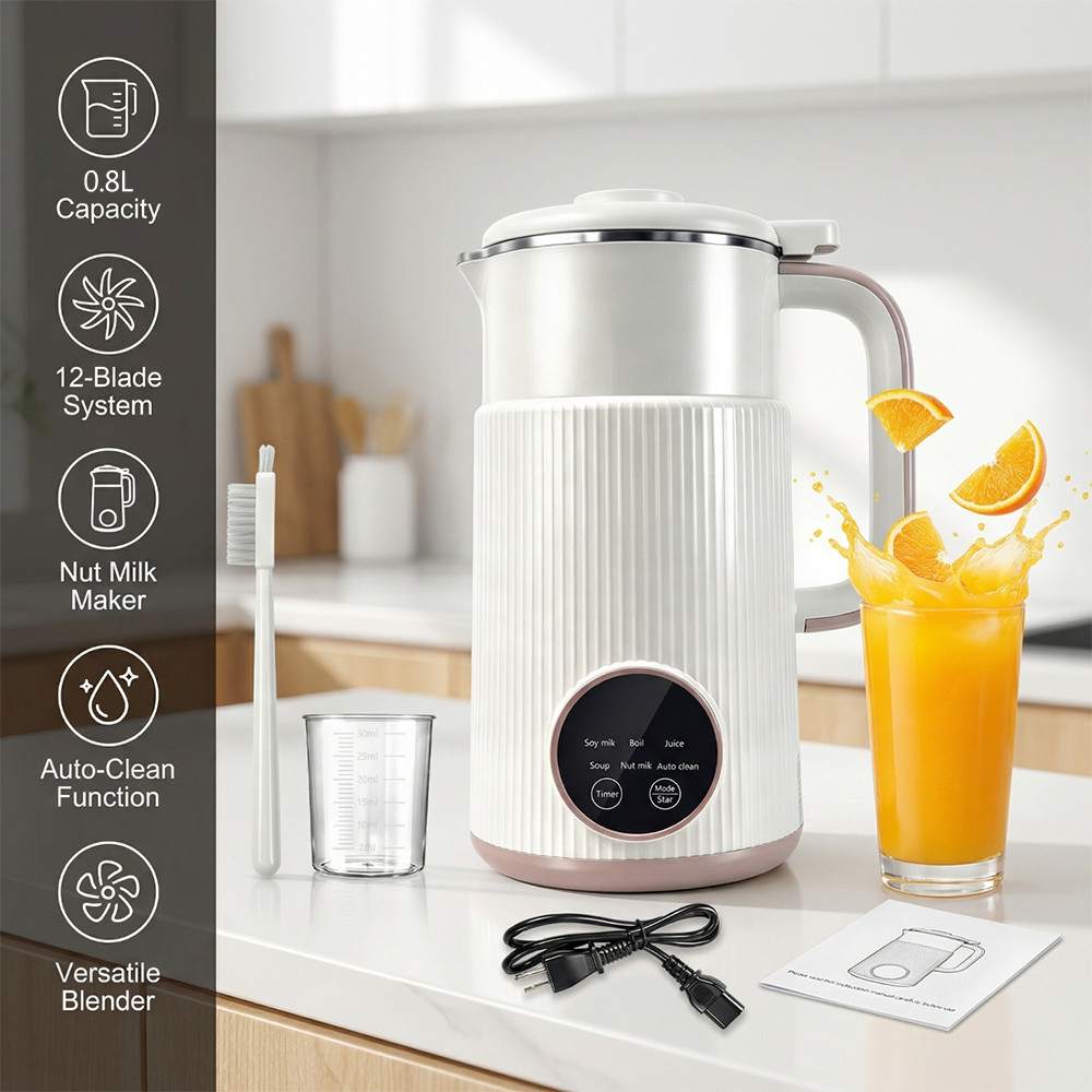 Multifunctional Automatic Soy Milk Maker 0.8L Self Cleaning Nut Milk Blender