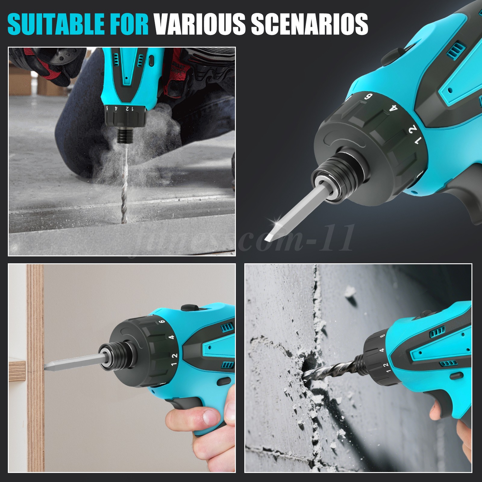 Cordless Brushless Impact Driver Hammer Drill Combo Kit with 2 Battery&Charger