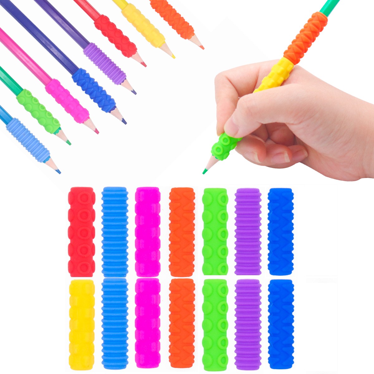 Textured Pencil Grips for Kids, Teens & Adults – 14PCS Sensory Fidget Toys