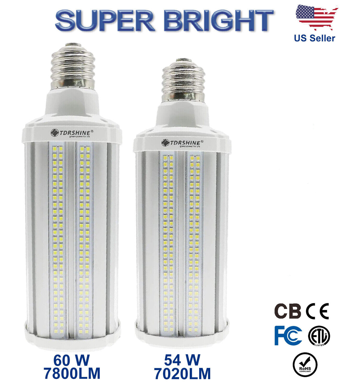 400w/450w Equivalent LED Corn Light 54w/60w E39 Base 7000+LM 5000K Cool White