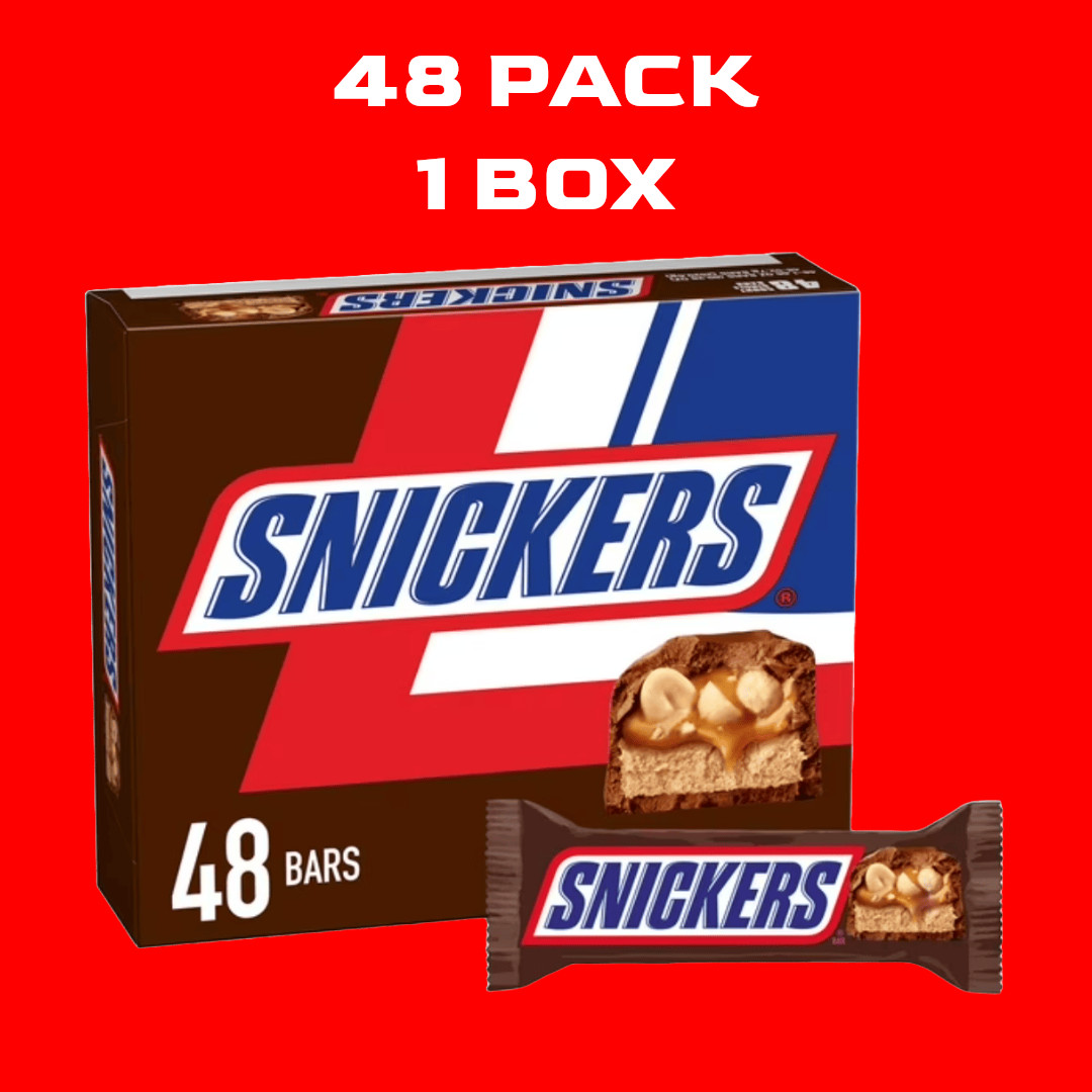 Snickers Full Size Chocolate Candy Bars, 1.86oz Each, 48 Count Box FRESH DATE
