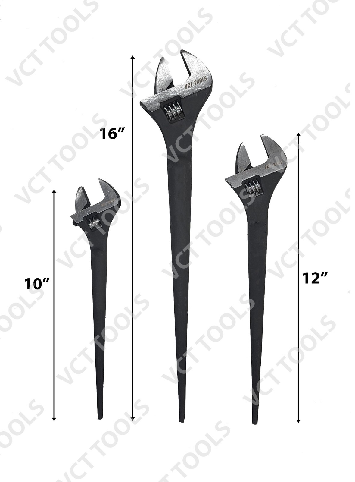 VCT 3-Pack Adjustable Construction Spud Wrench Set 10 12 16 Inches