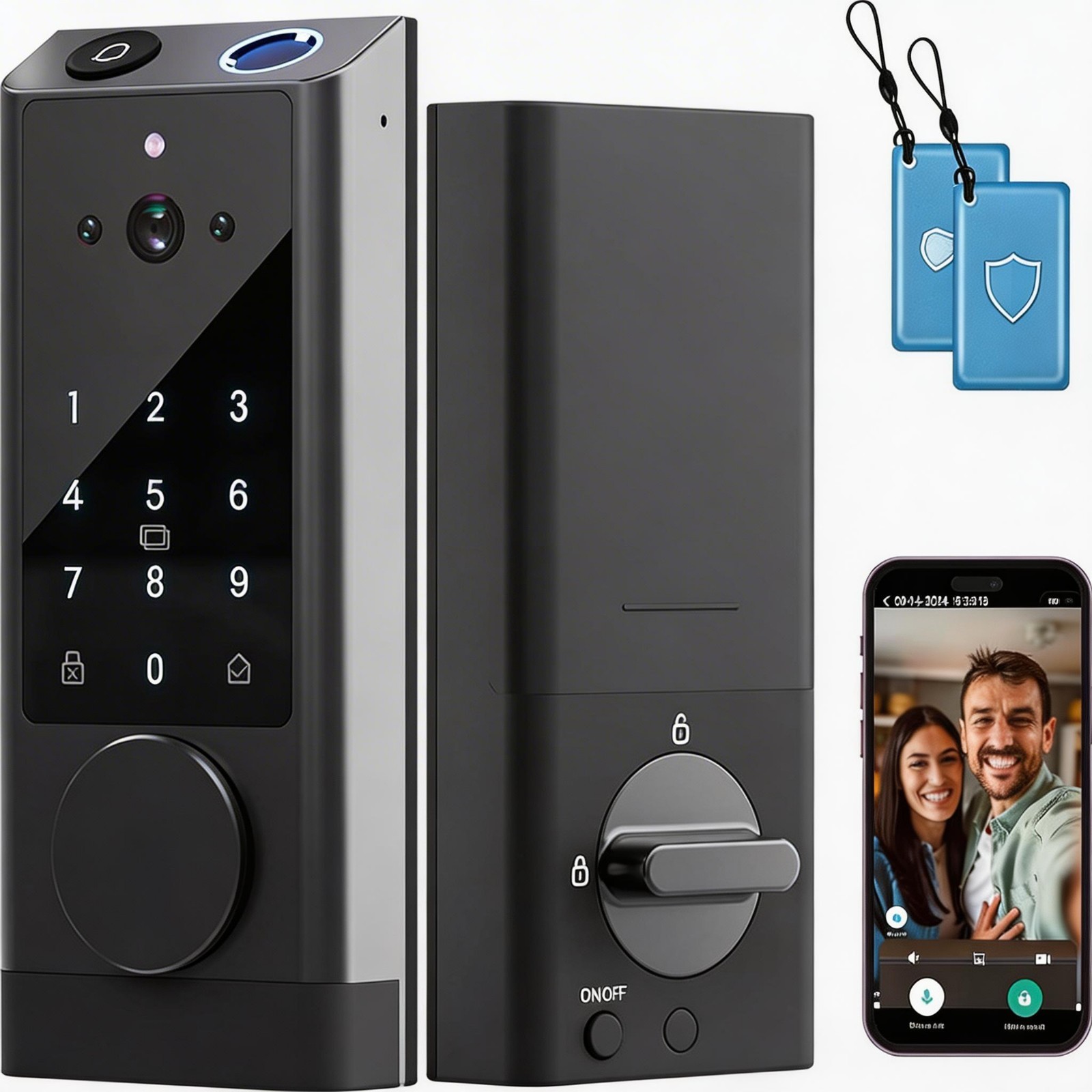 Video Smart Lock w/Camera & Doorbell 6-in-1 Keyless Entry Door Lock w/App Remote