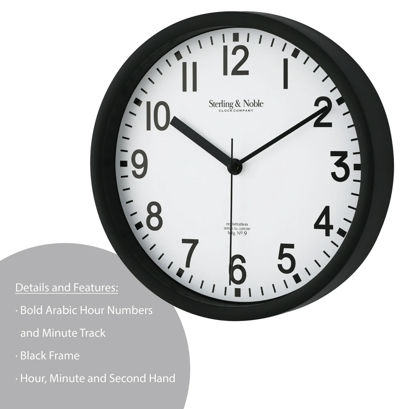 Mainstays Basic Indoor 8.78″ Black Analog Round Modern Wall Clock