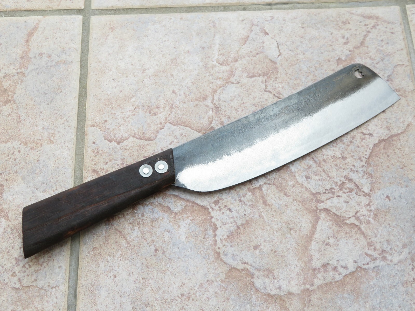 Crude – Japanese Nakiri Kitchen Chef Knife, 7 inch, Carbon Steel, Handmade