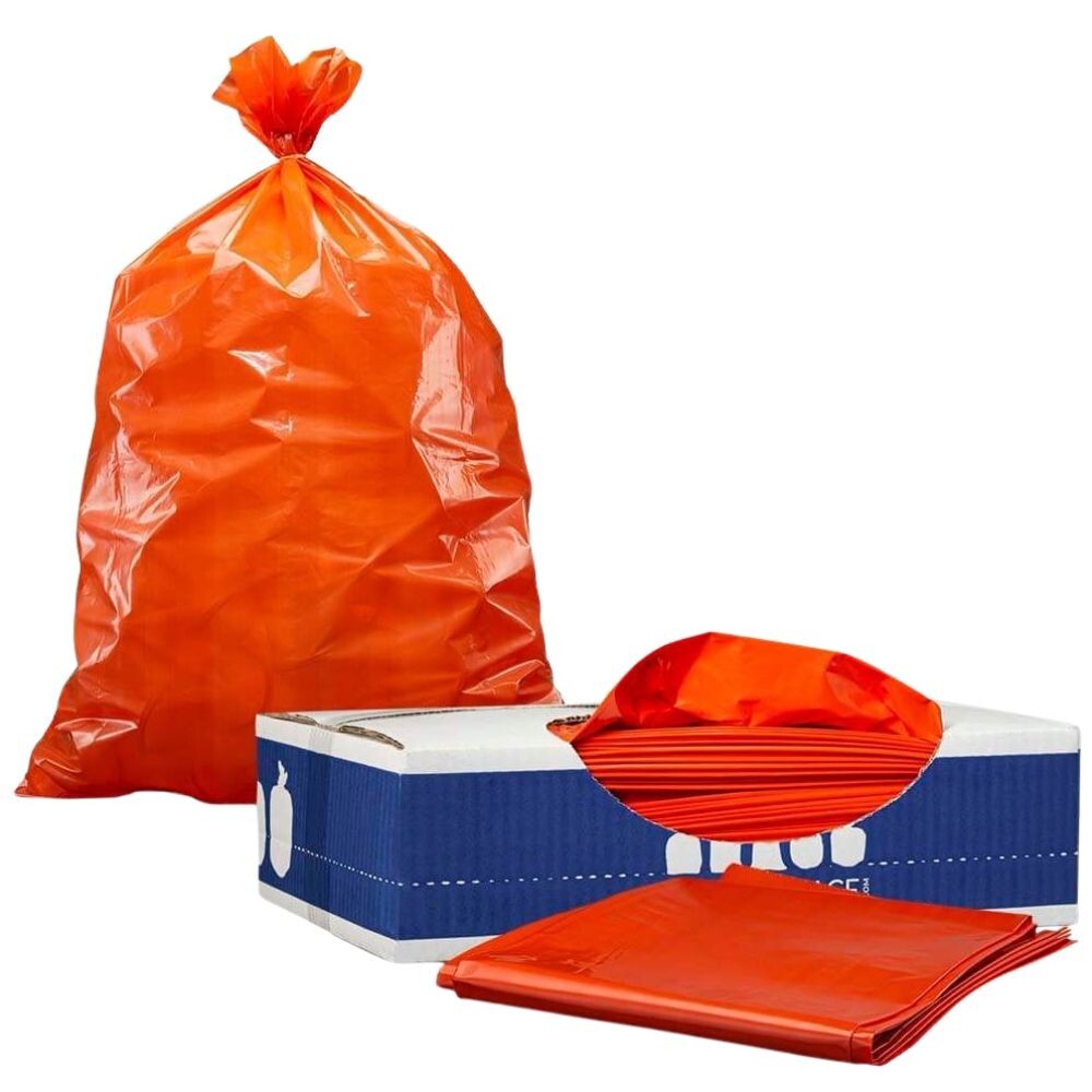 Plasticplace 42 Gallon Contractor Trash Bags – Orange, case of 50 bags