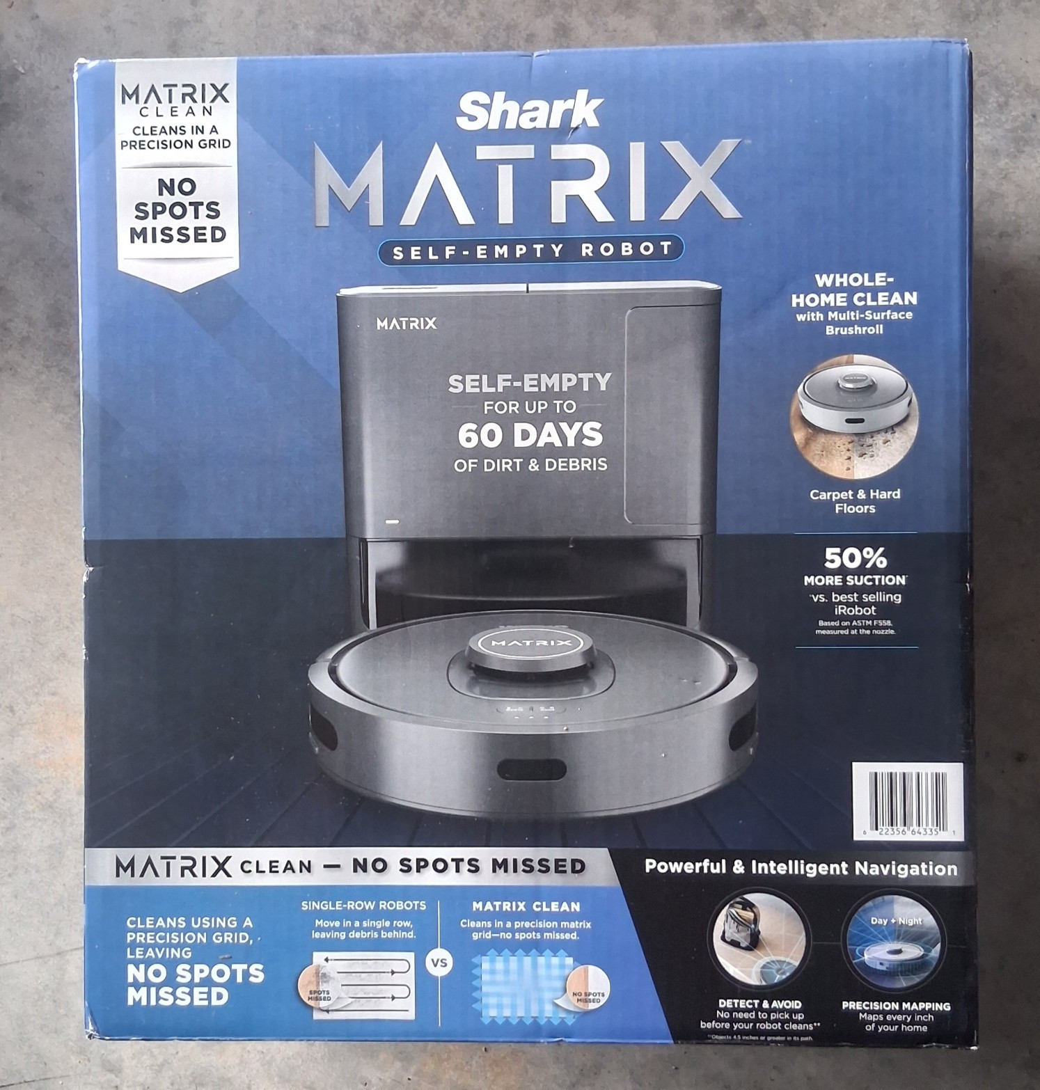Shark Matrix Robot Vacuum Bagless Self-Empty Base Voice/Mapping GrayRV2300AE NEW