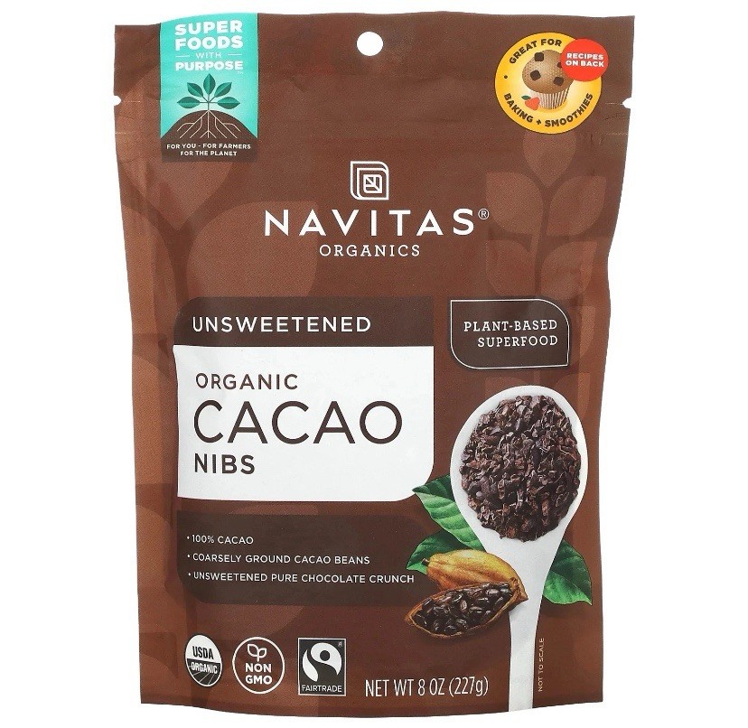Navitas Organic Cacao Nibs, Unsweetened 8 Oz – 100% Cacao