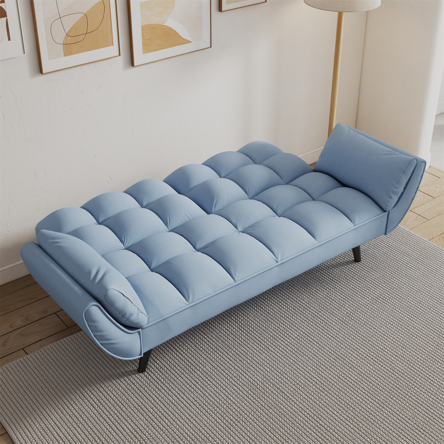 57in Convertible Sleeper Sofa Bed Velvet Loveseat Sofa 2 Seater Sofa Couch