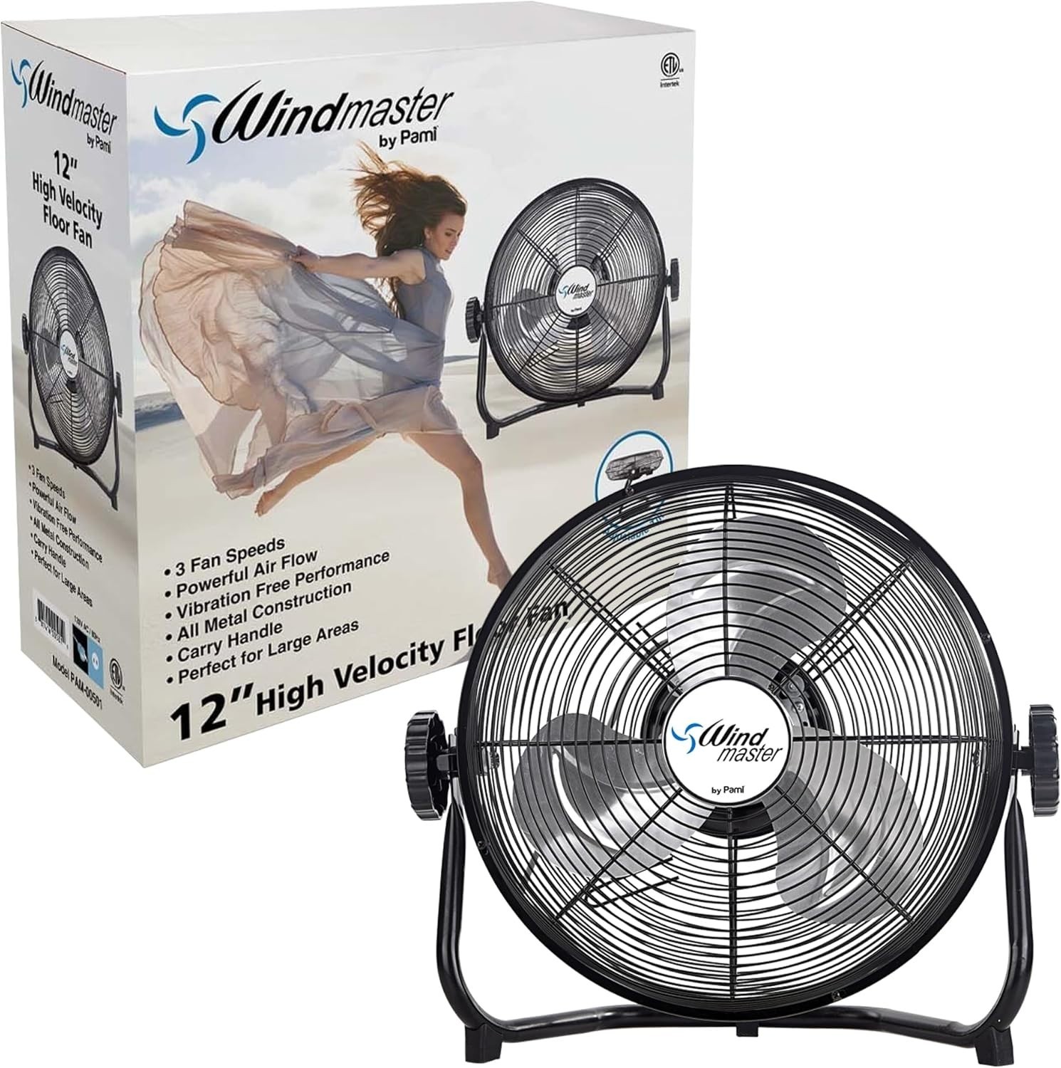 PAMI High Velocity Fan | Adjustable 3 Speed Metal Floor Fan for Home and Office