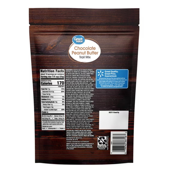 Great Value Chocolate Peanut Butter Trail Mix – 22 oz, Free Shipping