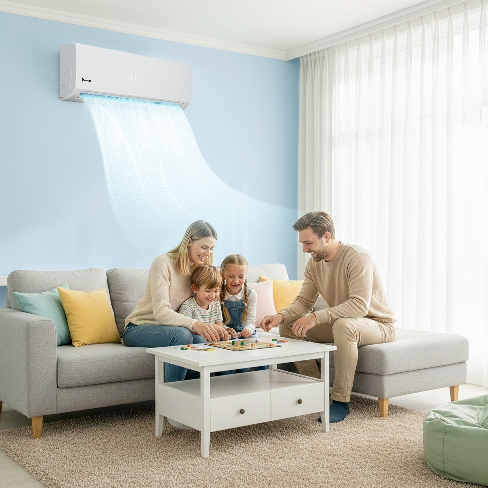 42000 BTU 3 Zone AC Ductless Wifi Split Air Conditioner and Heat Pump Full Set