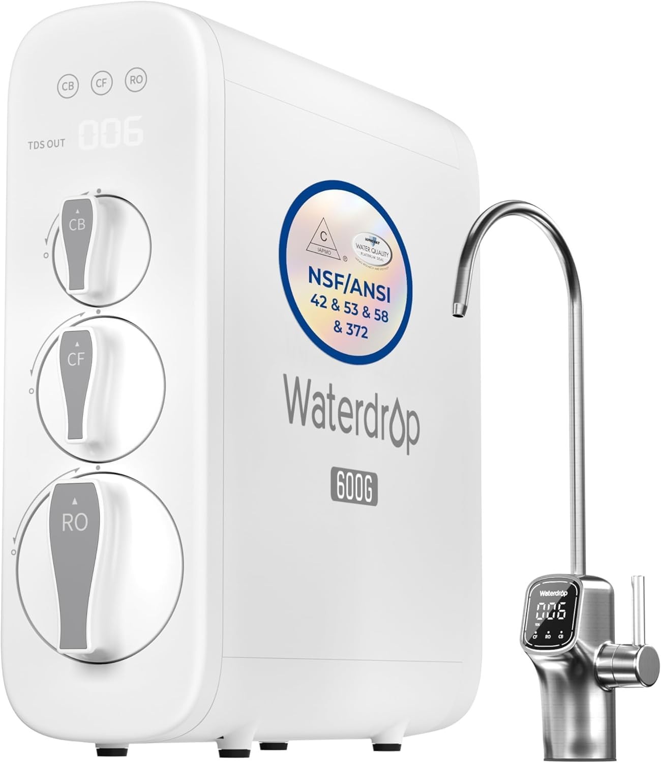 Waterdrop G3P600 Reverse Osmosis System – 8-Stage, Tankless, NSF Certified