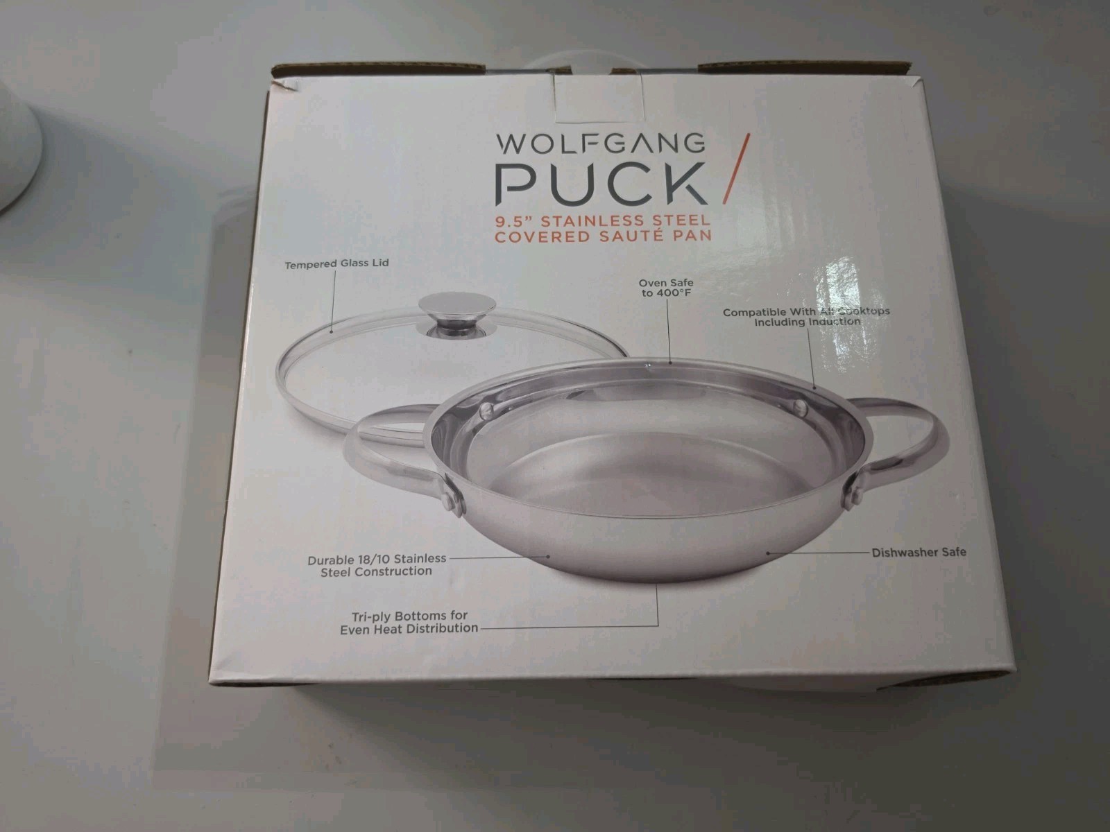 Wolfgang Puck 9.5 in. Covered Sauté Pan • 18/10 Stainless Steel Brand New