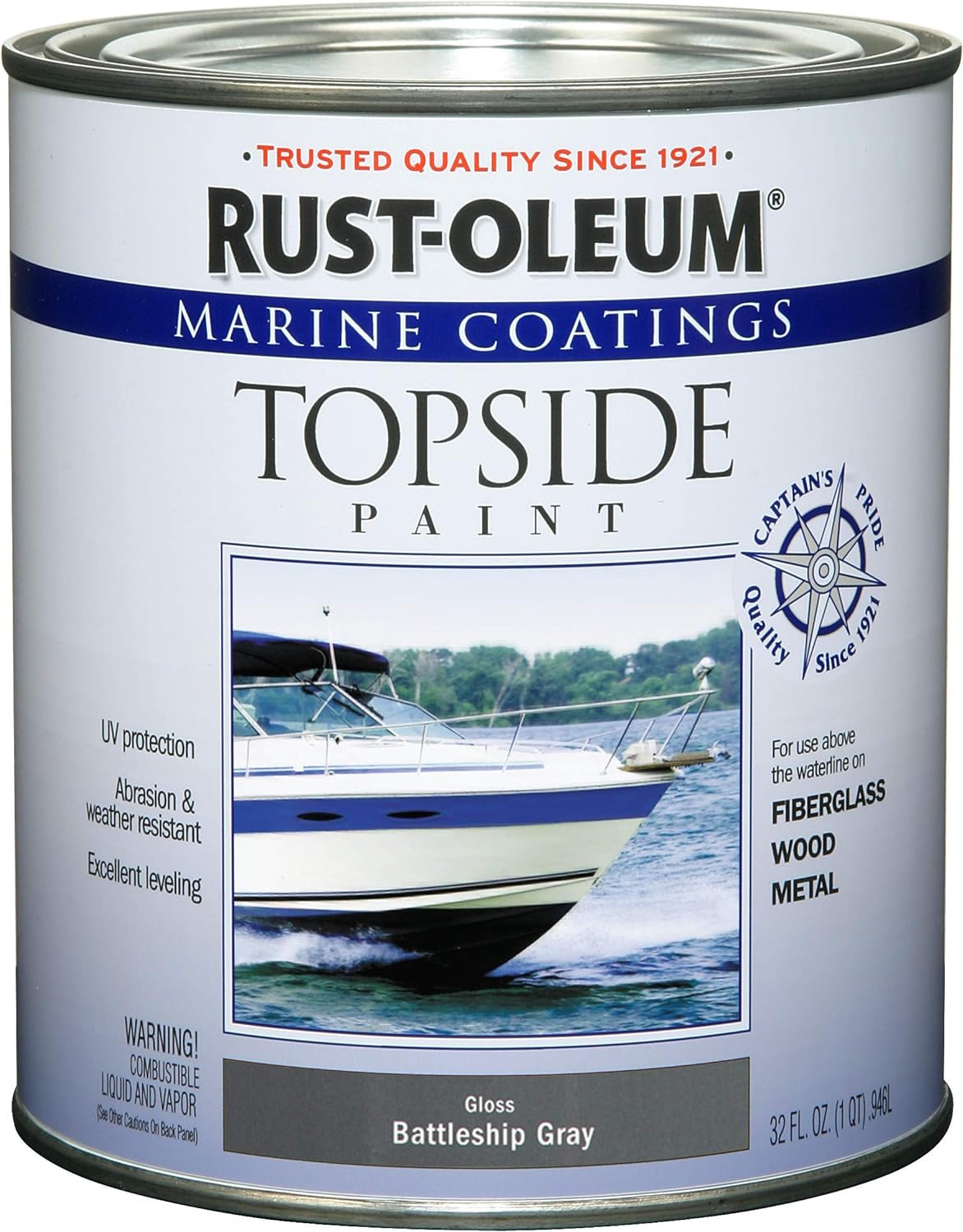 Rust-Oleum 206999 Marine Topside Paint 1-Quart Gloss Matte Various Colors Enamel