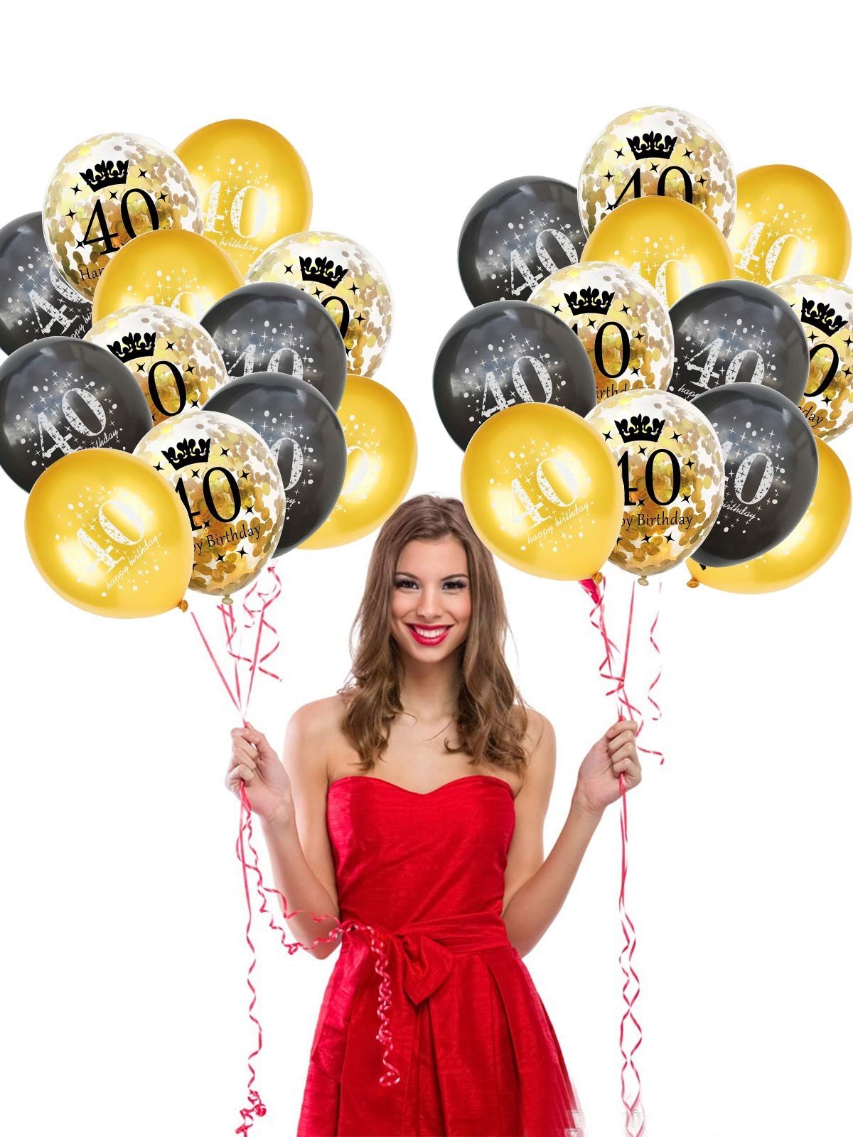 Jonhamwelbor 40th Birthday Balloons Gold and Black Party Decorations 15 Pack …