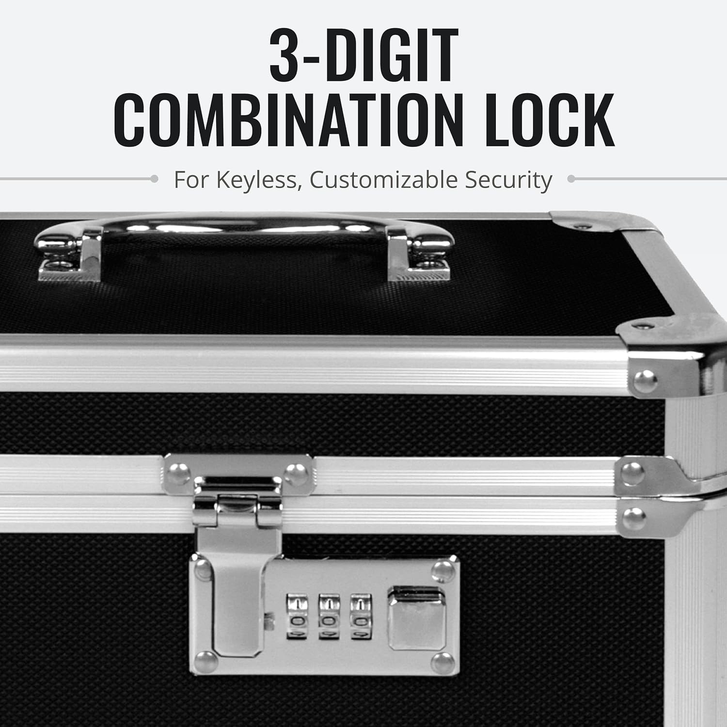 Sleek Black/Chrome Combination Lock Box – 9.88 x 7.75 in for Documents & Money