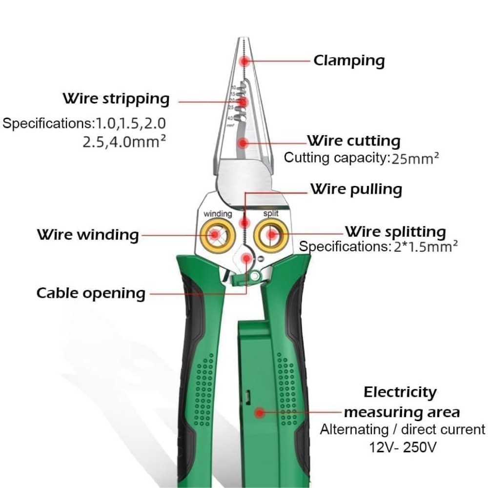 8 In 1 Wire Stripper, Wire Stripping Tool with Voltage Tester, Cable Cutters New