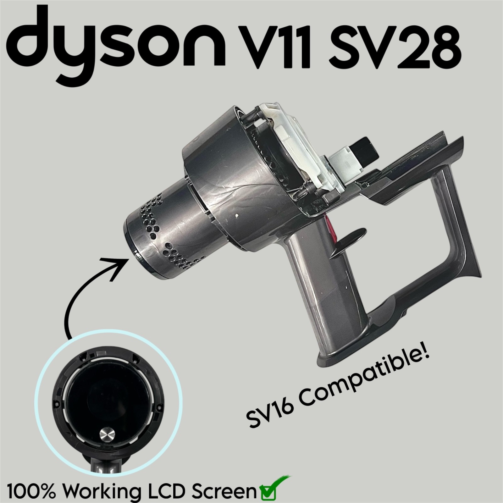 Authentic OEM Dyson V11 SV28 Main Motor Body Part Assembly Handle Click-In Type